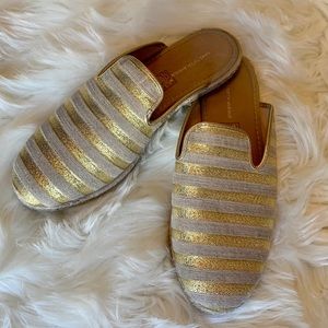 [Saks 5th Ave] Metallic Stripe Mules